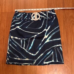 Alberto Makali Navy and White Skirt with Metal Accents